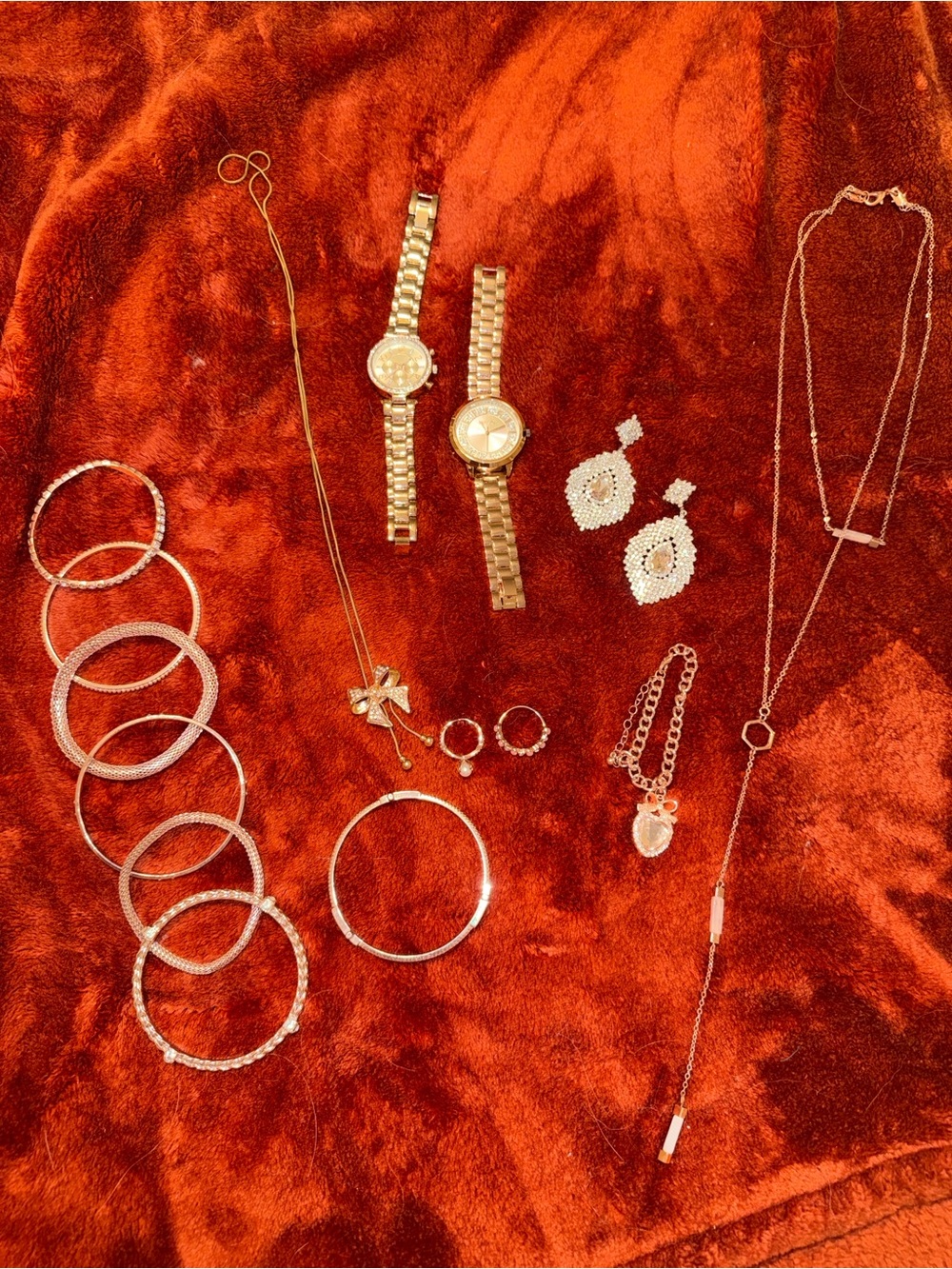 Kensie Watch and Assorted Jewelry Lot Rose Gold & Silver